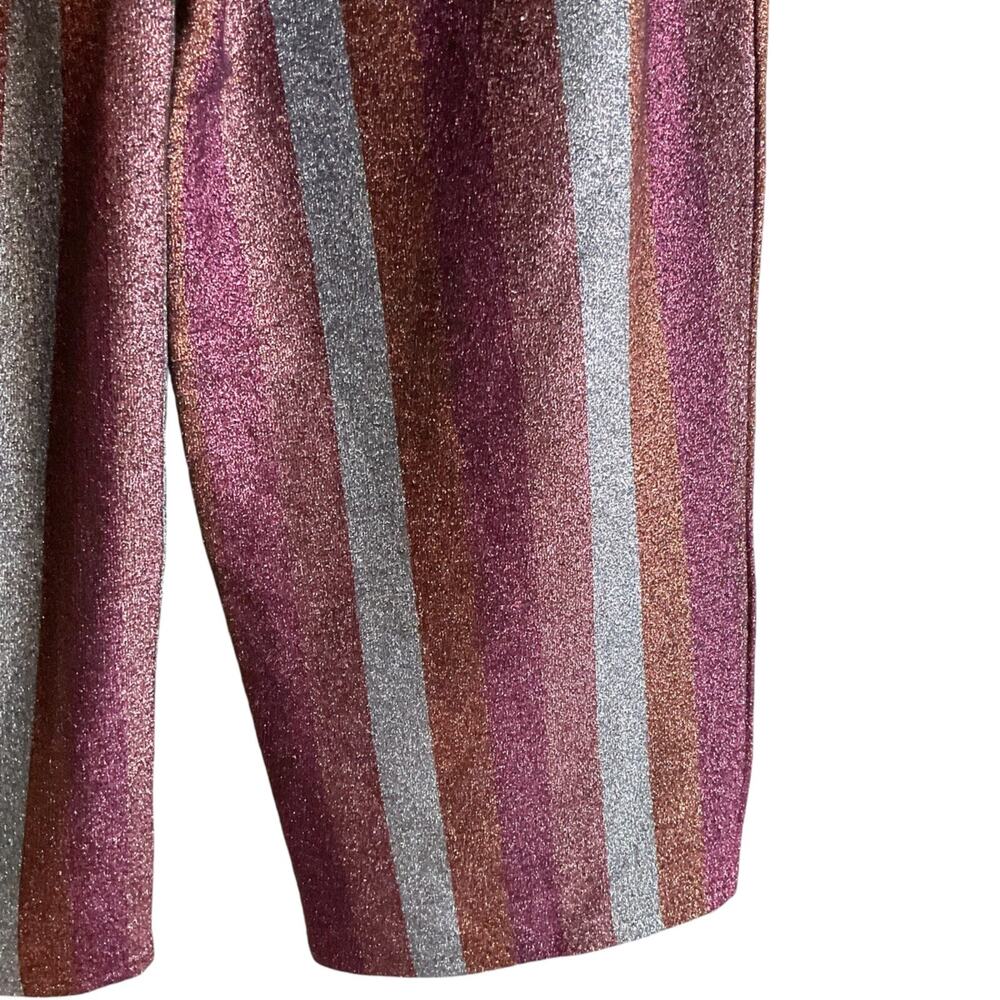 ASOS Metallic Stripe Wide Leg Pants Womens 6 Y2K Disco Glitter‎ Culotte Festival - Picture 11 of 13